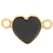 15x8mm gemstone Heart spacer - Fine Gold Plated - Black Onyx x1|raw }}