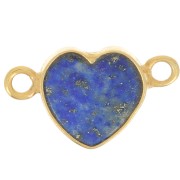 15x8mm gemstone Heart spacer - Fine Gold Plated - Lapis lazuli x1