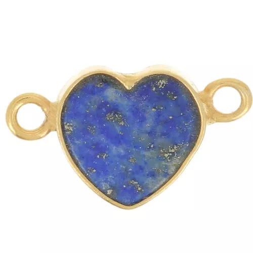 15x8mm gemstone Heart spacer - Fine Gold Plated - Lapis lazuli x1