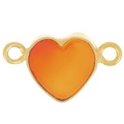 15x8mm dyed gemstone Heart spacer - Fine Gold Plated - carnelian imitation x1