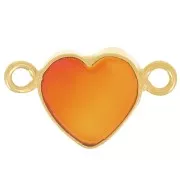 Intercalaire coeur 15x8 mm pierre gemme teintée - Doré à l'or fin - imit Cornaline