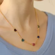 15x8mm gemstone Heart spacer - Fine Gold Plated - Turquoise x1