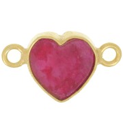 15x8mm gemstone Heart spacer - Fine Gold Plated - Ruby Imitation x1|raw }}