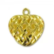 Heart charm 19mm gold tone x1