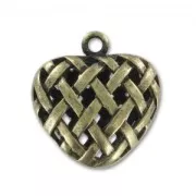 Heart charm 19mm Bronze tone x1