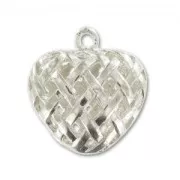 Heart charm 19mm Silver tone x1