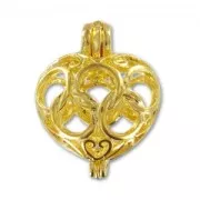 Heart charm 19mm gold tone x1