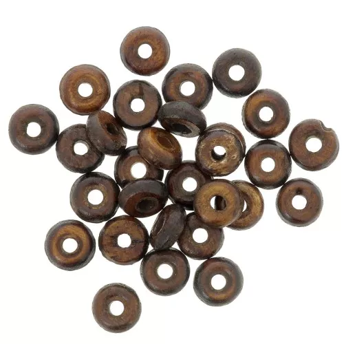 5x2mm Heishi rondelle beads in stained bone - Dark brown x100