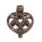 Heart charm 19mm Old Copper tone x1