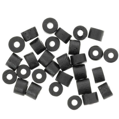 4x3mm Heishi style tube beads in stained bone - Black x50