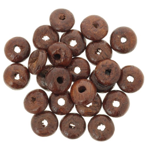6.5x3mm Heishi wooden rondelle beads - Dark brown x100