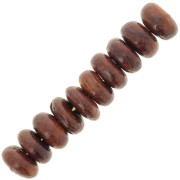 6.5x3mm Heishi wooden rondelle beads - Dark brown x100