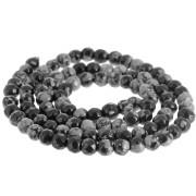 4mm Round faceted gemstone beads - Speckled Obsidian x36cm|raw }}