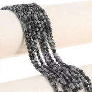 4mm Round faceted gemstone beads - Speckled Obsidian x36cm