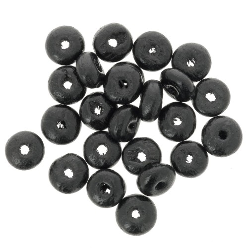 6.5x3mm Heishi wooden rondelle beads - Black x100