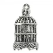 Bird cage charm 21mm Old Silver tone x1
