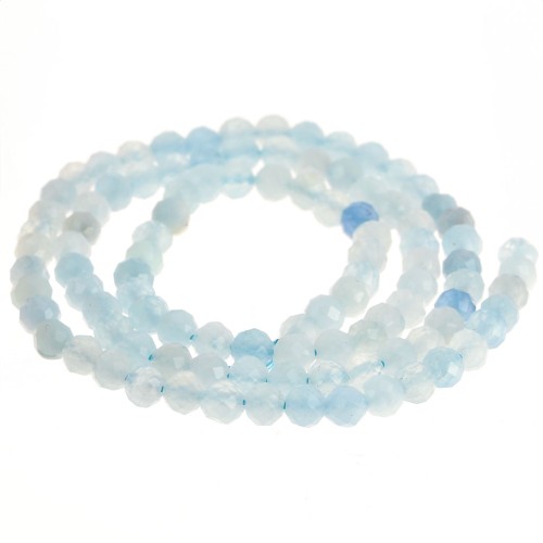 Round faceted beads 4 mm gemstone - Aquamarine x38cm