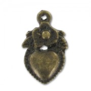 Ex-voto Charms heart flower 18,5mm Bronze tone x8