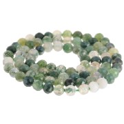 Round faceted beads 4 mm gemstone - Moss Agate x38cm|raw }}