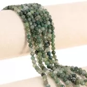 Round faceted beads 4 mm gemstone - Moss Agate x38cm