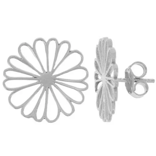 20mm Hollow Flower Earrings - Fine Silver plating x2