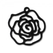 Epoxy enamelled charm Rose 20mm Black x1|raw }}