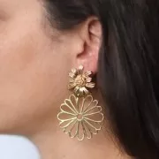 40mm Hollow flower pendant - Fine silver plating x1