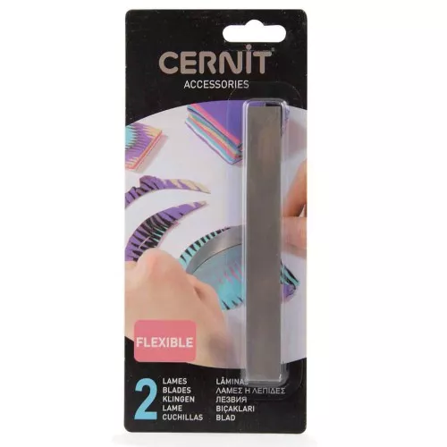 Set of 2 flexible cutting blades for polymer clay with 1 handle x1