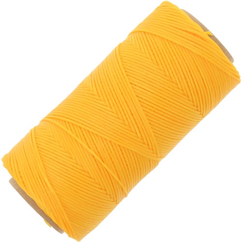 Linhasita Waxed Flat Yarn Spool for Macramé, 1.4 mm - Golden Yellow (218), 167 m