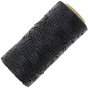 Linhasita Waxed Flat Yarn Spool for Macramé, 1.4 mm - Black (PRETO), 167 m