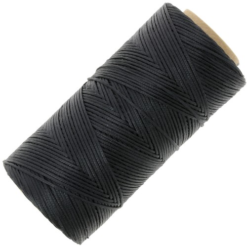 Linhasita Waxed Flat Yarn Spool for Macramé, 1.4 mm - Black (PRETO), 167 m