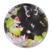 Flat Cabochon 20mm Flowers butterfly x1