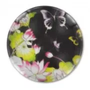 Flat Cabochon 20mm Flowers butterfly x1