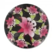 Flat Cabochon 20mm Flowers Fuchsia x1
