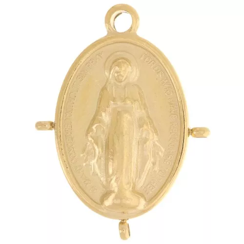 22x16mm 304L stainless steel Religious oval pendant with 3 rings - Gold x1