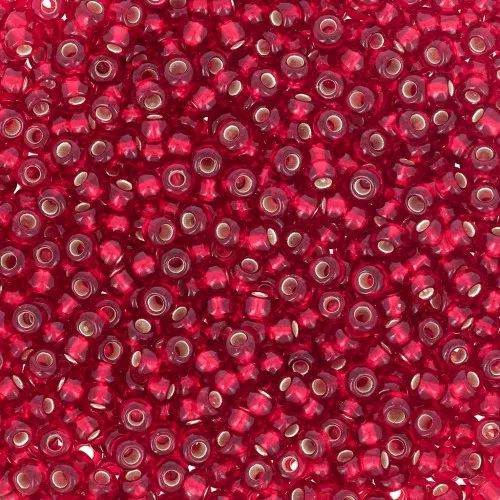 Preciosa Seed Beads 11/0 2 mm - Ruby Silver Lined x20g