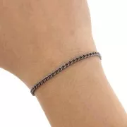 3mm 925 Sterling silver Curb Chain - black rhodium x20cm