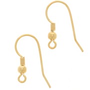 16.5mm 925 Sterling Silver Ball earwires - Fine Gold plated x2|raw }}
