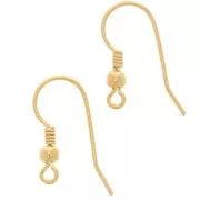 16.5mm 925 Sterling Silver Ball earwires - Fine Gold plated x2