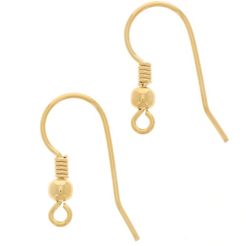 16.5mm 925 Sterling Silver Ball earwires - Fine Gold plated x2