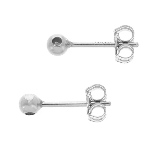 3mm 925 Sterling Silver Ball earstuds with stopper x2