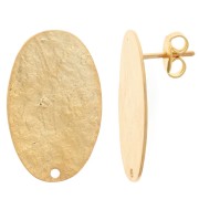 25x16mm Oval earstuds hammered effect - Fine Gold-plated x2|raw }}