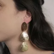 25x16mm Oval earstuds hammered effect - Fine Gold-plated x2