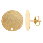 15.5mm Round earstuds hammered effect - Fine Gold-plated x2|raw }}