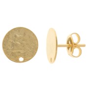 10.5mm Round earstuds hammered effect - Fine Gold-plated x2|raw }}