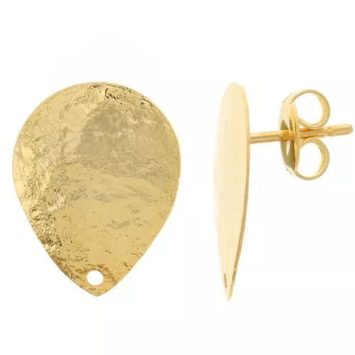 18x14mm earstuds hammered effect - Fine Gold-plated x2