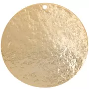 30mm Round hammered pendant - Fine gold plated x1