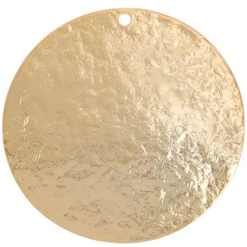 30mm Round hammered pendant - Fine gold plated x1