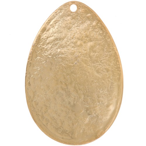 39x27.5mm Hammered drop pendant - Fine gold plated x1