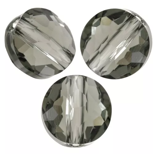 6mm Round beads - Thin Round PureCrystal 5034 - Black Diamond x6